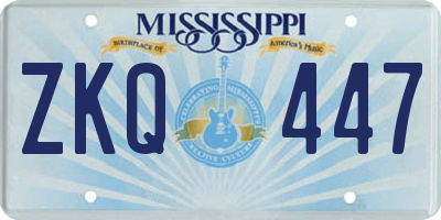 MS license plate ZKQ447