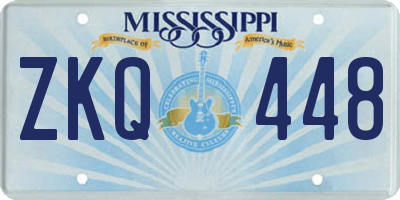 MS license plate ZKQ448