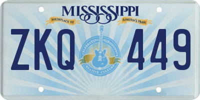 MS license plate ZKQ449