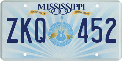MS license plate ZKQ452