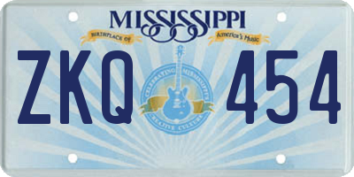 MS license plate ZKQ454