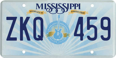 MS license plate ZKQ459