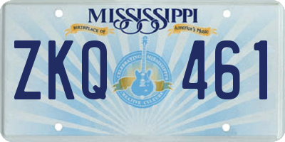MS license plate ZKQ461