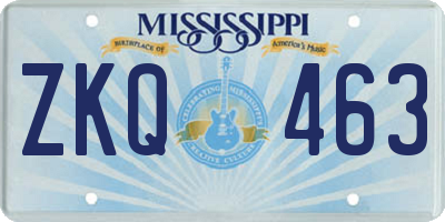 MS license plate ZKQ463