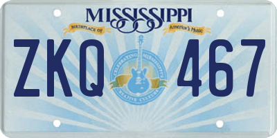 MS license plate ZKQ467