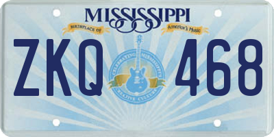 MS license plate ZKQ468