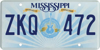 MS license plate ZKQ472