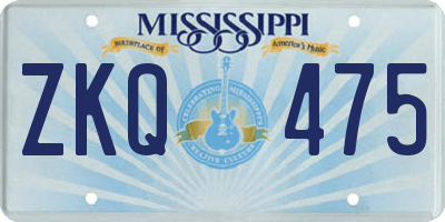 MS license plate ZKQ475