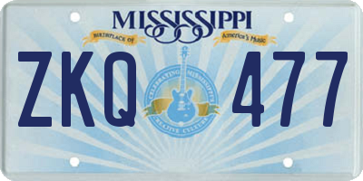 MS license plate ZKQ477