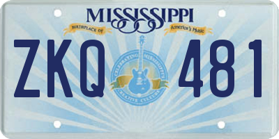 MS license plate ZKQ481