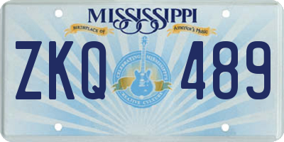 MS license plate ZKQ489