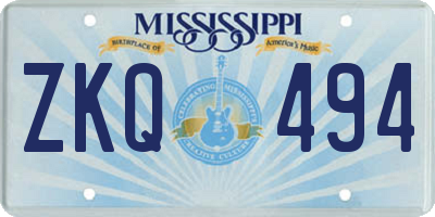 MS license plate ZKQ494
