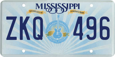 MS license plate ZKQ496