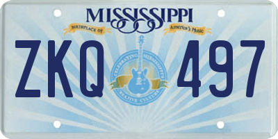 MS license plate ZKQ497