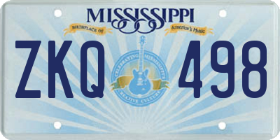 MS license plate ZKQ498