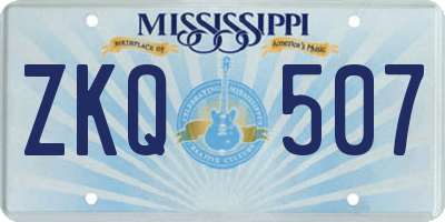 MS license plate ZKQ507