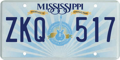MS license plate ZKQ517