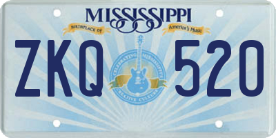 MS license plate ZKQ520