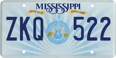 MS license plate ZKQ522