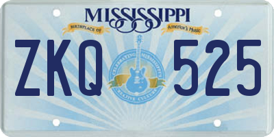 MS license plate ZKQ525