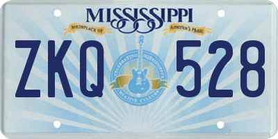 MS license plate ZKQ528