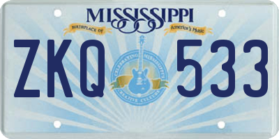 MS license plate ZKQ533