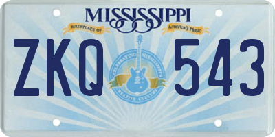 MS license plate ZKQ543