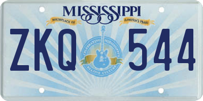 MS license plate ZKQ544