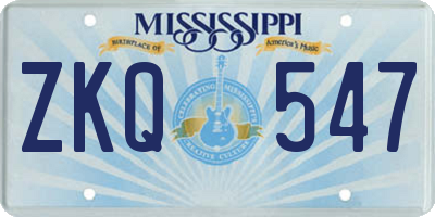 MS license plate ZKQ547