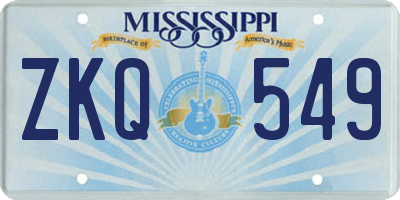 MS license plate ZKQ549
