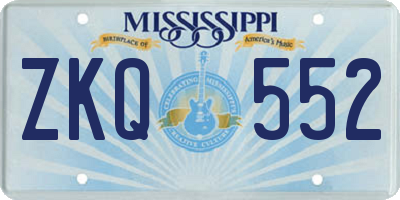 MS license plate ZKQ552