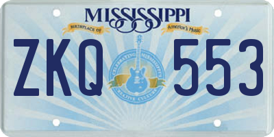 MS license plate ZKQ553