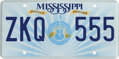 MS license plate ZKQ555