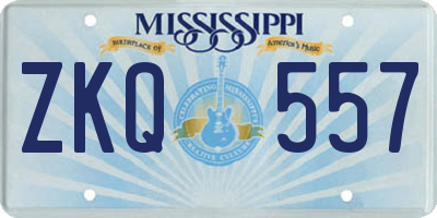 MS license plate ZKQ557
