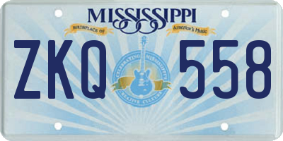 MS license plate ZKQ558