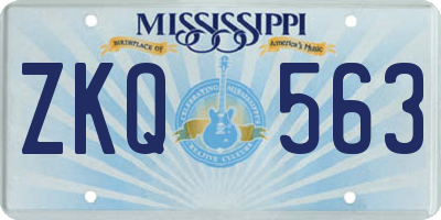 MS license plate ZKQ563