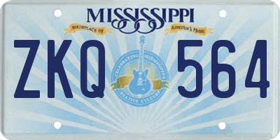 MS license plate ZKQ564