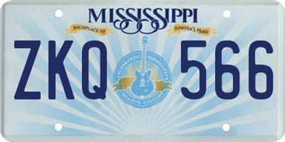 MS license plate ZKQ566