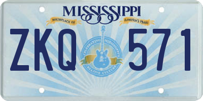 MS license plate ZKQ571