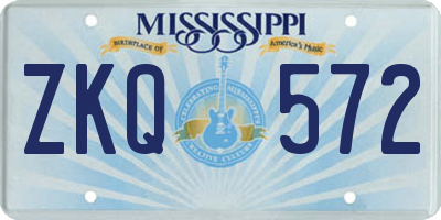MS license plate ZKQ572