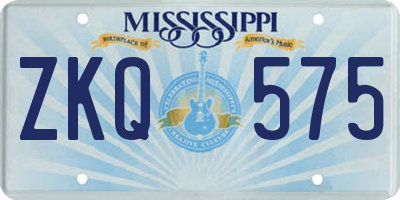 MS license plate ZKQ575