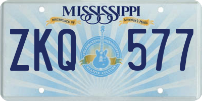 MS license plate ZKQ577