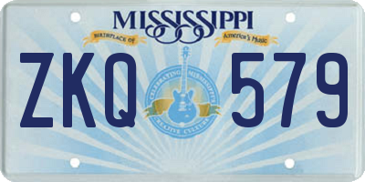 MS license plate ZKQ579
