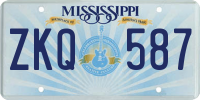 MS license plate ZKQ587