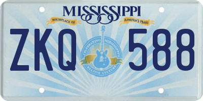 MS license plate ZKQ588