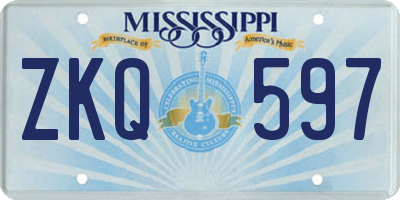 MS license plate ZKQ597