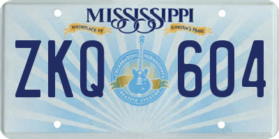 MS license plate ZKQ604