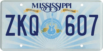MS license plate ZKQ607