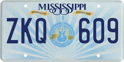 MS license plate ZKQ609