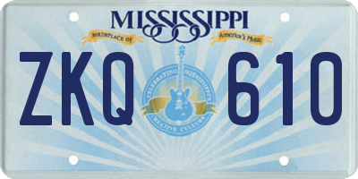 MS license plate ZKQ610